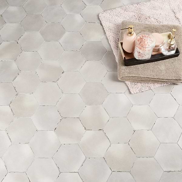Sasha Hex Tiberio Taupe 6" Matte Porcelain Hexagon Tile