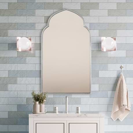 Rialto Kasbah Silver 22x38" Framed Arched Mirror
