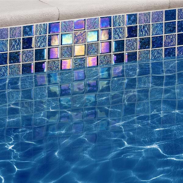 Laguna Iridescent Indigo Blue 2x2 Polished Glass Tile