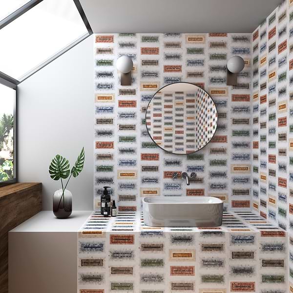 Ako Multicolor Mix 4x9 Rectangle Micro Mosaic Tile