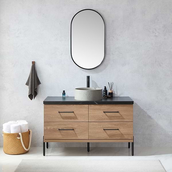 Olinda Brushed Black 20x36" Framed Oval Mirror