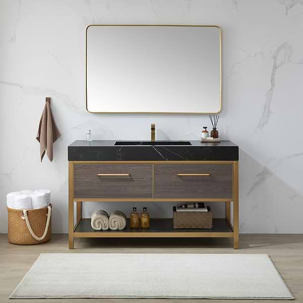 Olinda Brushed Gold 48x32" Framed Rectangle Mirror