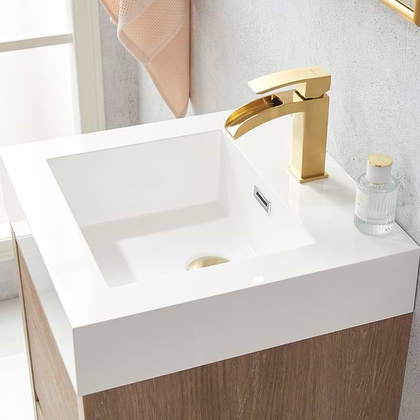 Serrano Blonde Oak 18" Single Freestanding Vanity with White Integrated Top