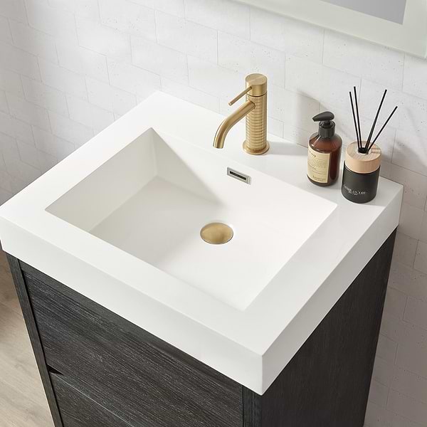 Serrano Black Oak 24" Single Freestanding Vanity with White Integrated Top
