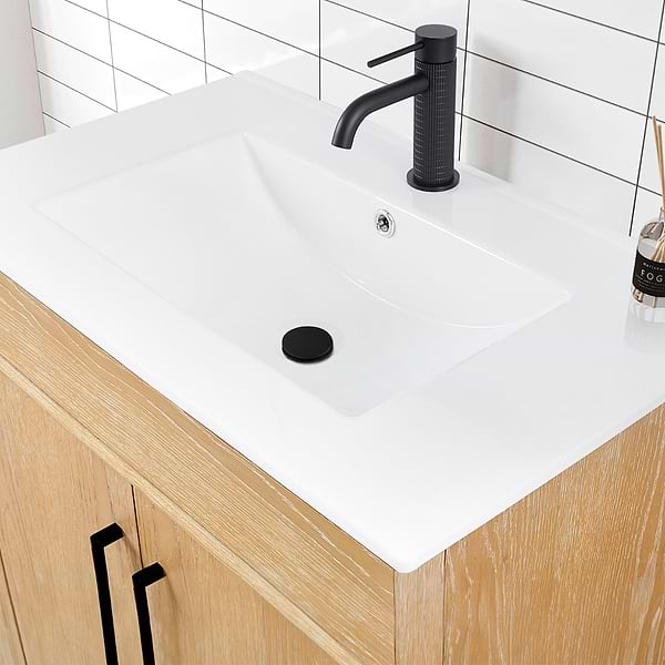 Adelle Blonde Oak 30" Single Vanity with White Ceramic Top