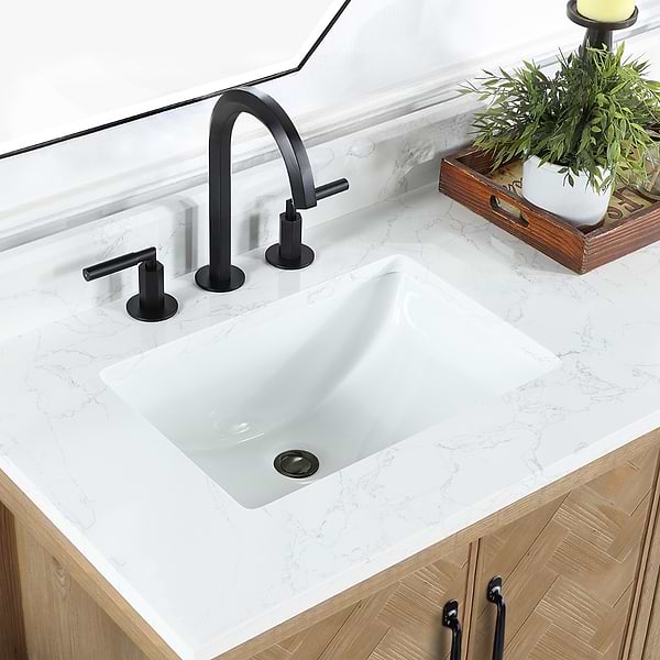 Adeena Blonde Oak 42" Single Vanity with Atlantic Stone Top