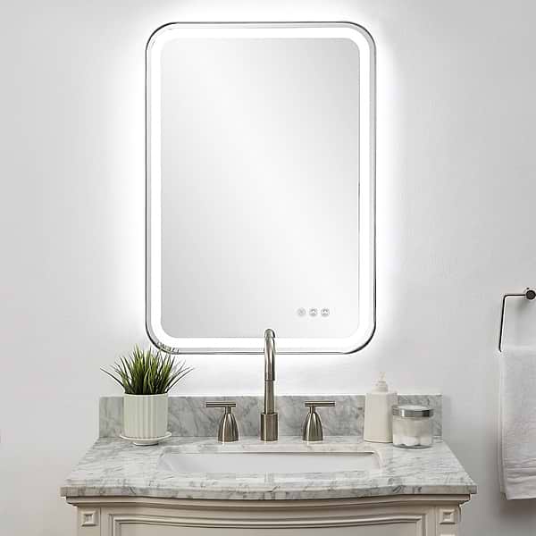 Liba Polished Nickel 22x32" Rectangle LED Mirror