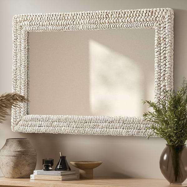 Marlis Ivory Corn Husk 24x36" Rectangle Mirror
