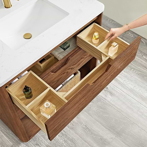 Salma Weathered Brown Oak 55" Single Vanity with White Cultured Marble Top