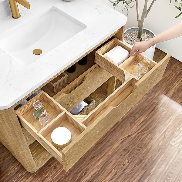 Salma Blonde Oak 72" Double Vanity with White Cultured Marble Top
