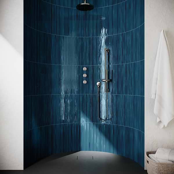 Kanbina Sapphire Blue 5x18 Crackled Glossy Ceramic Mosaic Tile