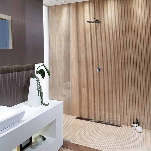 Kenridge Ribbon Maple Brown 24x48 Wood Look Matte Fluted Porcelain Tile