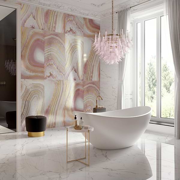 Agate Art Himalaya Pink 24x48 Artisan Decor Polished Porcelain Tile