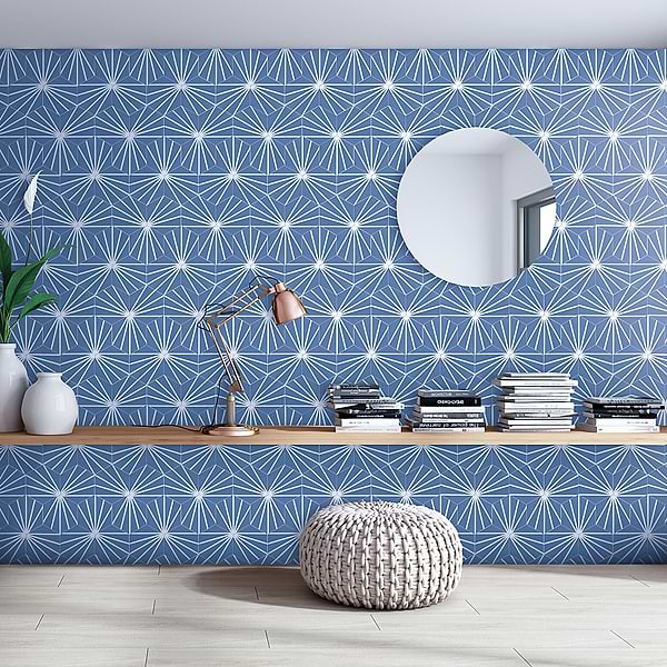 HexArt Azul Deco 8" Porcelain Matte Tile