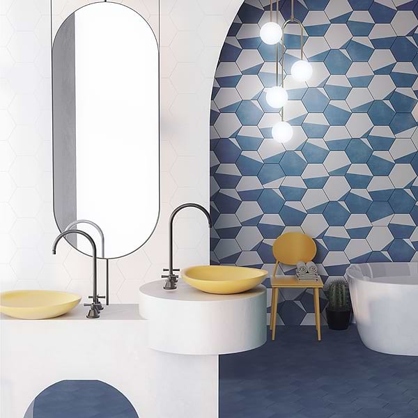 HexArt Pop Azul 8" Hexagon Matte Porcelain Tile