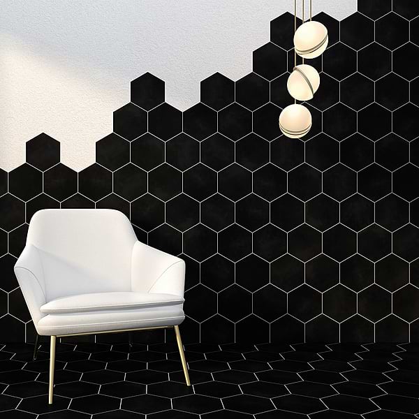 HexArt Nero 8" Porcelain Matte Tile