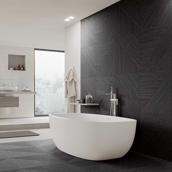 Enso Charcoal Black 24x48 Ribbed Matte Fluted Porcelain Wood Look Tile