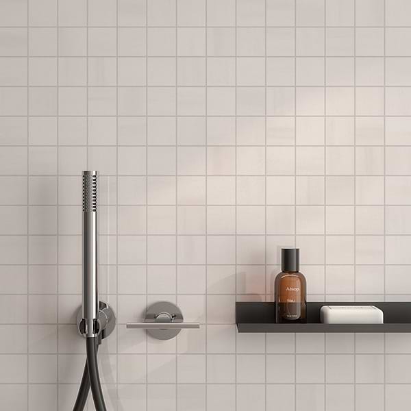 Minera Dolomite Warm White 3" Square Marble Look Polished Porcelain Mosaic Tile