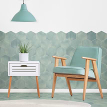 Sasha Hex Bettina Blue Green 6" Matte Porcelain Hexagon Tile