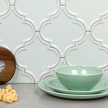 Byzantine Arabesque Alice Blue 6x7 Ceramic Wall Polished Tile