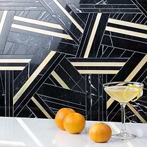 Kairos Ecliptic Black and Brass Polished Marble Tile