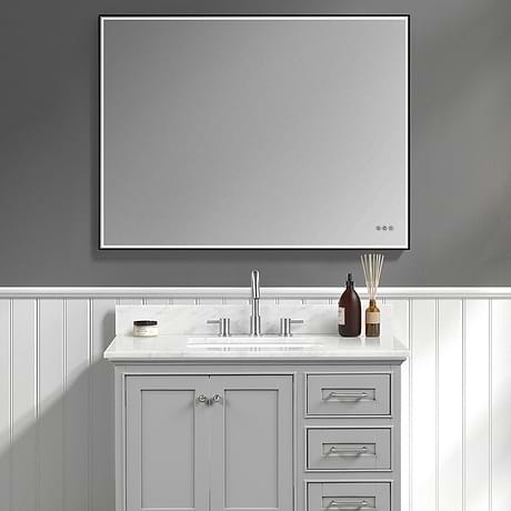 Mage Matte Black 48x30" Framed Rectangle LED Mirror
