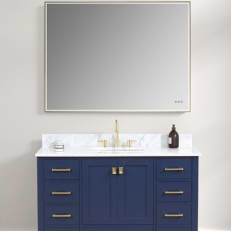 Mage Brushed Gold 48x36" Framed Rectangle LED Mirror