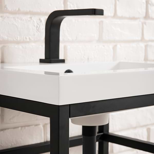 James Martin Vanities Boston Matte Black 32" Freestanding Vanity with White Integrated Top