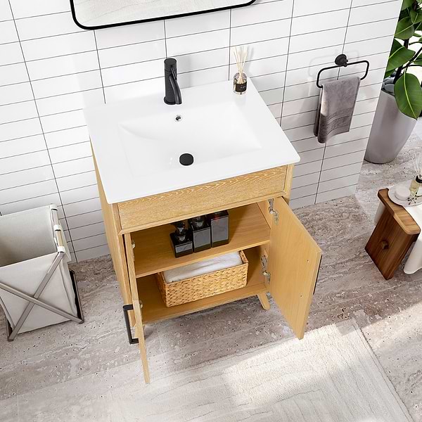 Adelle Blonde Oak 24" Single Vanity with White Ceramic Top