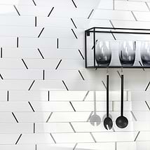 Matrix White Trapezoid Steel and Nanoglass Mosaic Tile