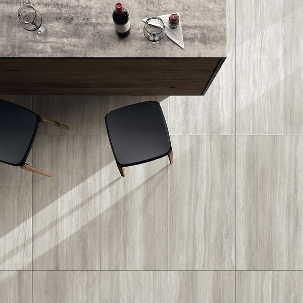 Nashville Gray 24x48 Travertine Look Polished Porcelain Tile