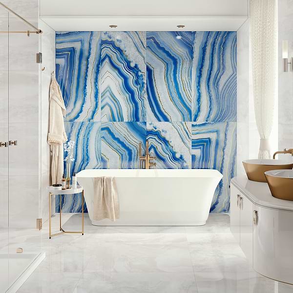 Agate Art Azul Blue 24x48 Artisan Decor Polished Porcelain Tile