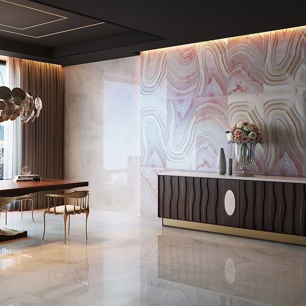 Agate Art Himalaya Pink 24x48 Artisan Decor Polished Porcelain Tile