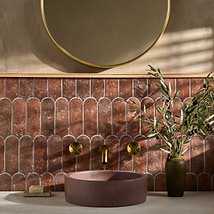 Corali Canyon Terracotta 3x9 Textured Fish Scale Matte Ceramic Tile