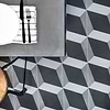 Cascais Block Gray 9x9 Matte Porcelain Tile; in Black + Gray + White  Porcelain; for Backsplash, Bathroom Floor, Bathroom Wall, Commercial Floor, Floor Tile, Kitchen Floor, Kitchen Wall, Outdoor Floor, Outdoor Wall, Shower Floor, Shower Wall, Wall Tile; in Style Ideas Mid Century