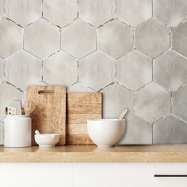 Sasha Hex Tiberio Taupe 6" Matte Porcelain Hexagon Tile