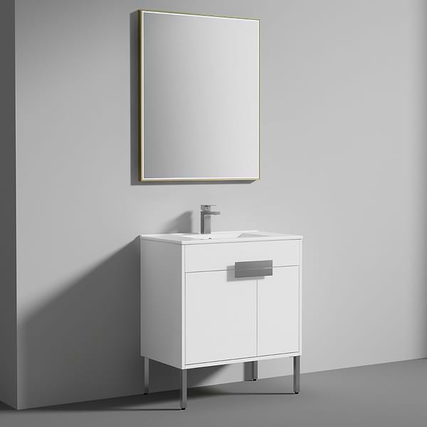 Mage Brushed Gold 30x36" Framed Rectangle LED Mirror
