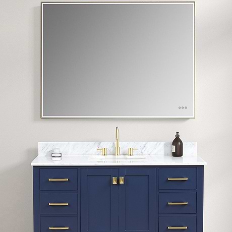 Mage Brushed Gold 48x30" Framed Rectangle LED Mirror