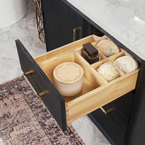 Kaitlin Black Oak 36" Single Vanity with White Composite Stone Top