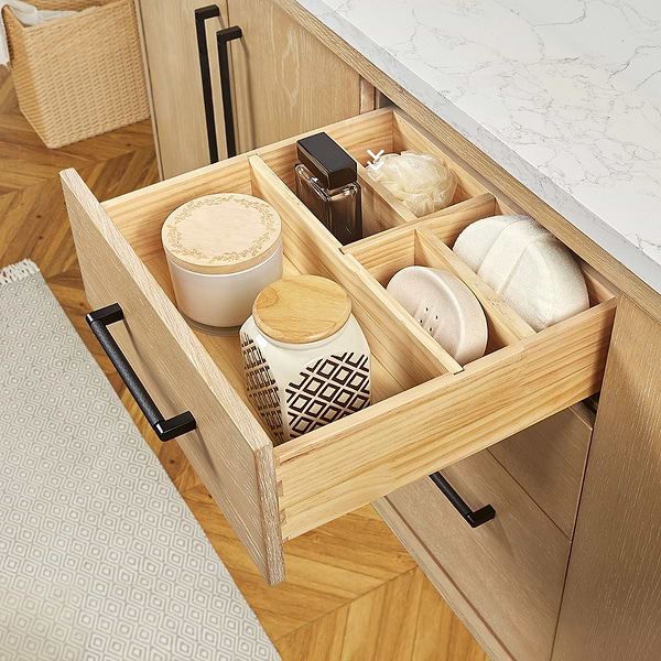 Kaitlin Blonde Oak 72" Double Vanity with White Composite Stone Top