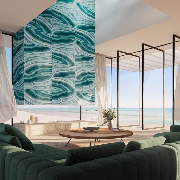 Agate Art Ocean Green 24x48 Artisan Decor Polished Porcelain Tile