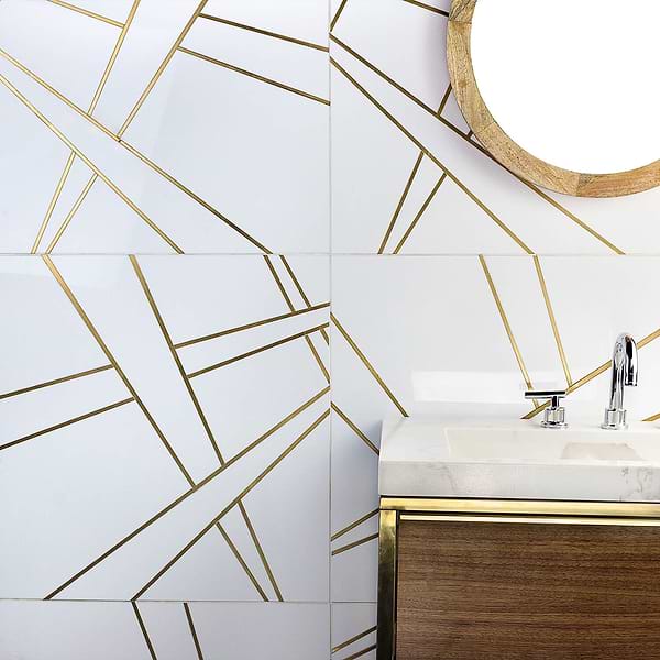 Empire White Nanoglass & Brass Tile 