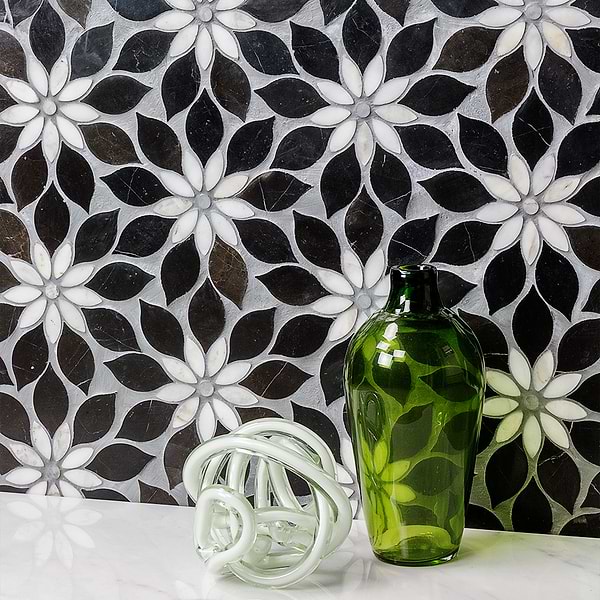 Wildflower Black Horizon Marble Tile 