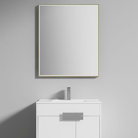 Mage Brushed Gold 30x36" Framed Rectangle LED Mirror