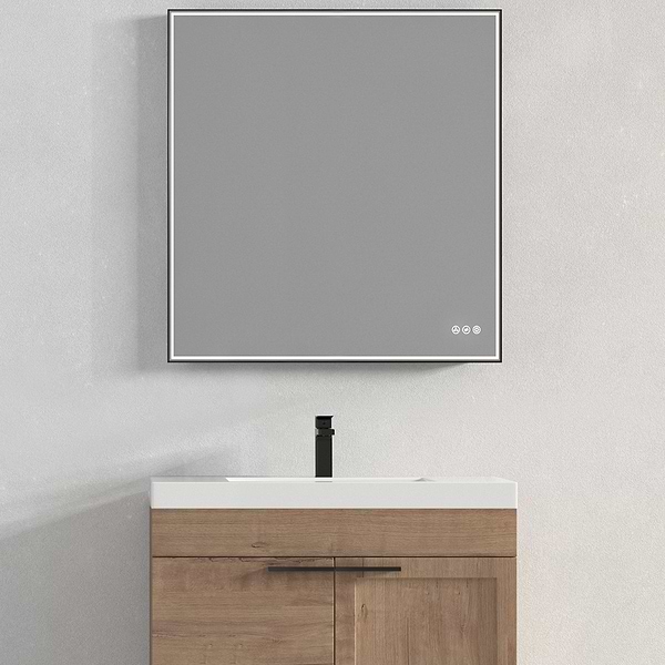 Mage Matte Black 36x36" Framed Square LED Mirror