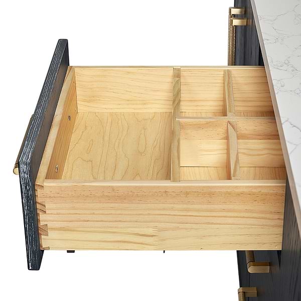 Kaitlin Navy Oak 60" Double Vanity with White Composite Stone Top