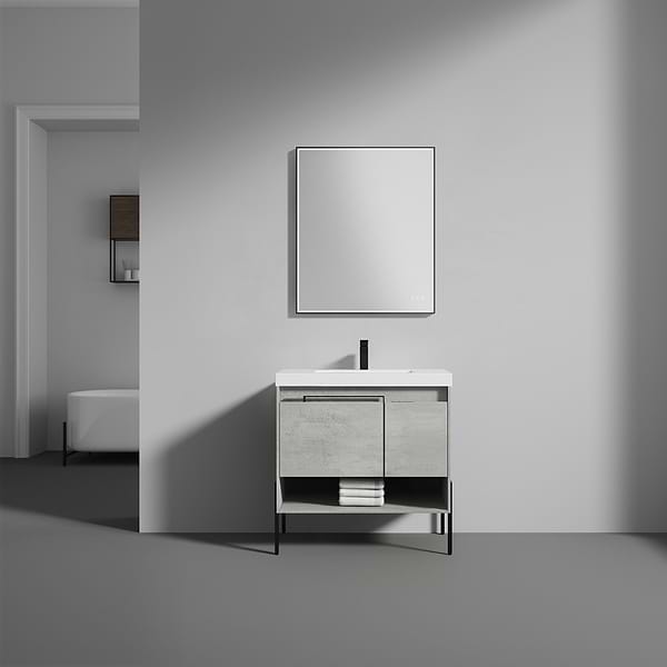 Mage Matte Black 30x36" Framed Rectangle LED Mirror