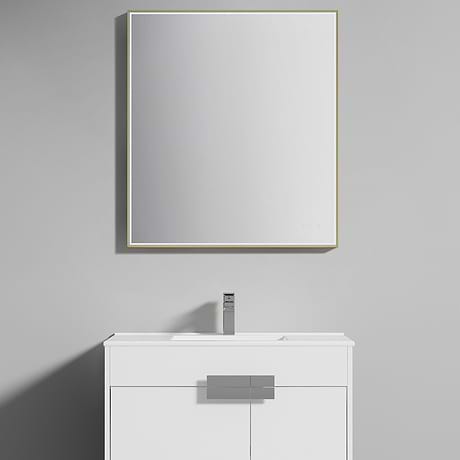 Mage Brushed Gold 36x36" Framed Square LED Mirror
