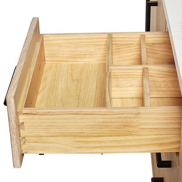 Kaitlin Blonde Oak 60" Double Vanity with White Composite Stone Top