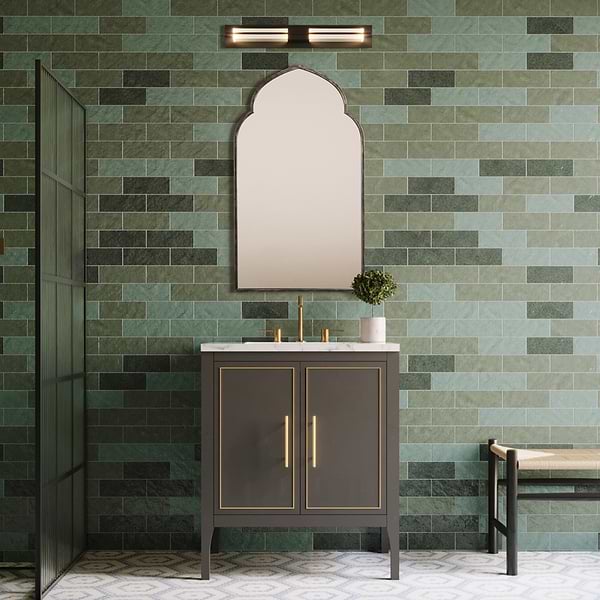 Rialto Kasbah Bronze 22x38" Framed Arched Mirror